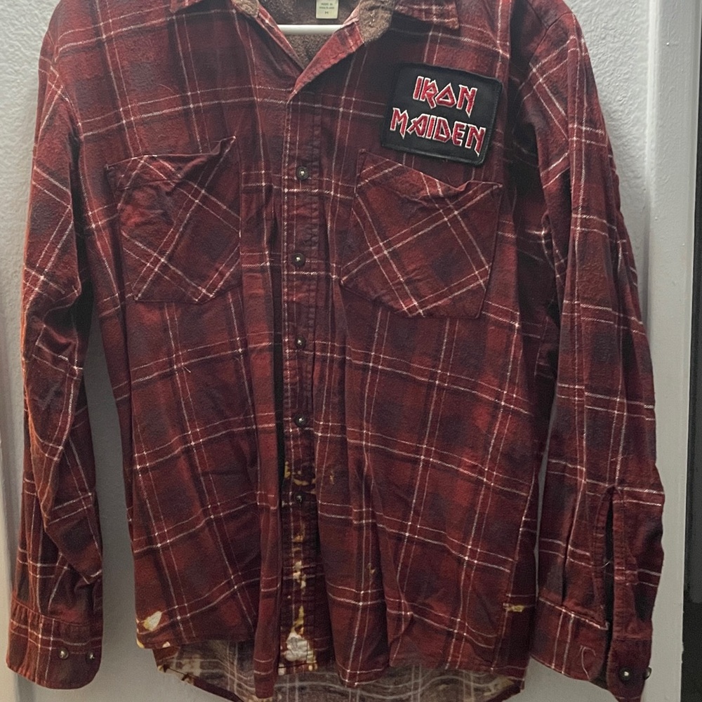 Haband Burgundy Iron Maiden Plaid Shirt Medium